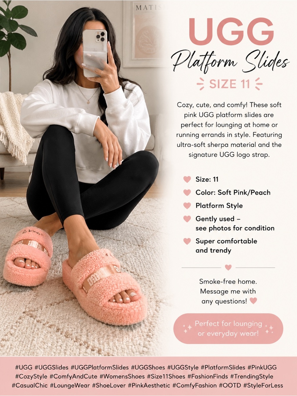 UGG Sherpa Slide Sandals in Peachy Pink